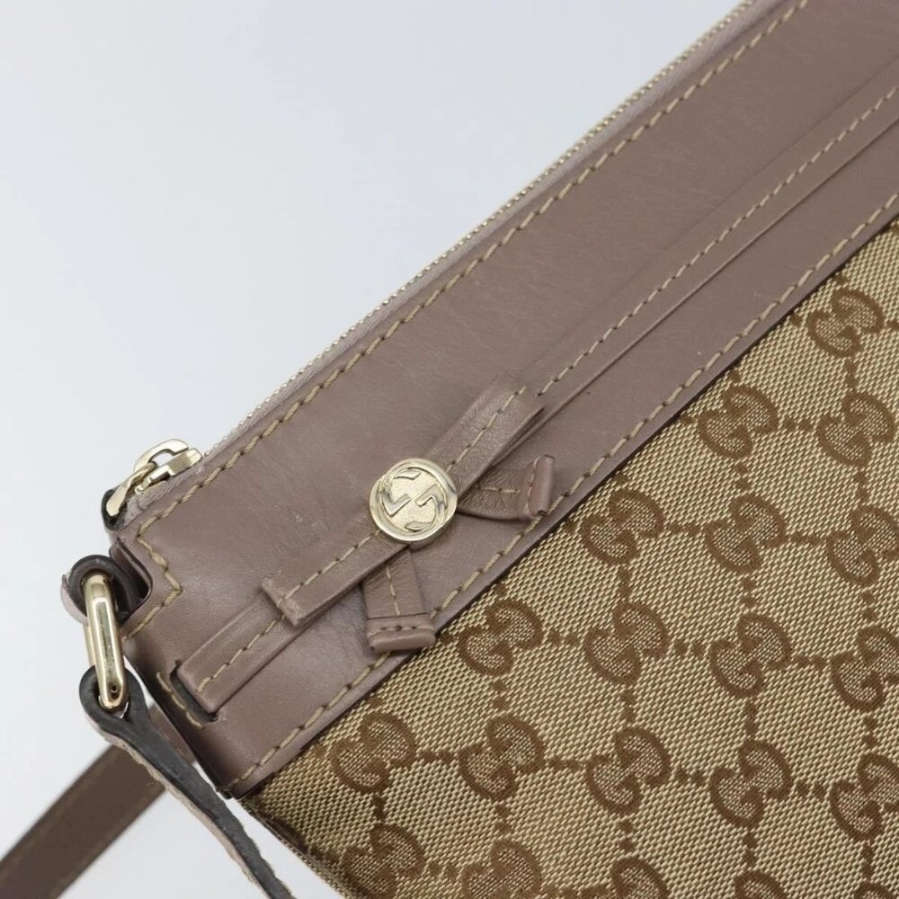 GUCCI GG Canvas Web Sherry Line Mayfair Bag Beige Gold 257065 Auth 158808 - Picture 12 of 16